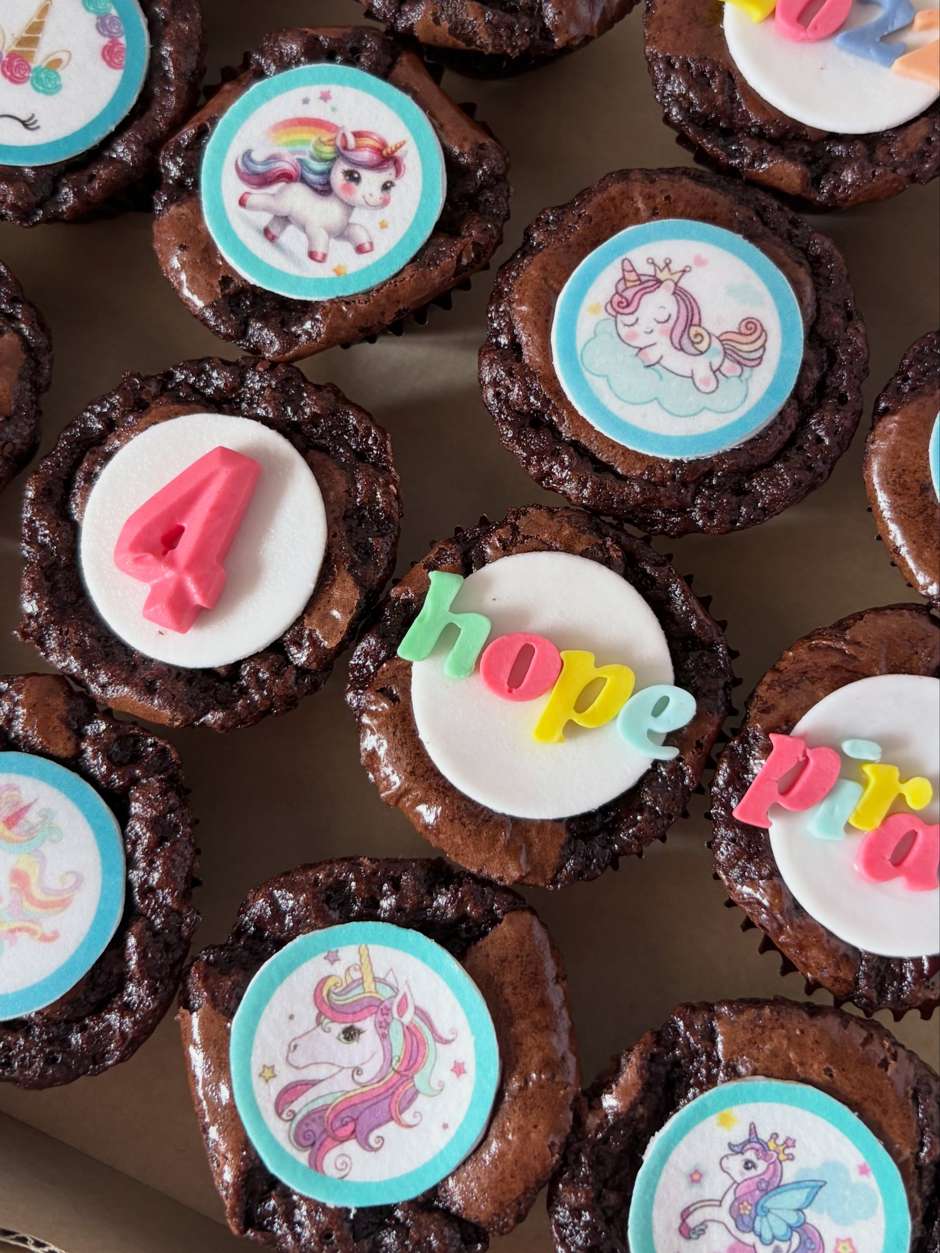 Printed unicorn brownies