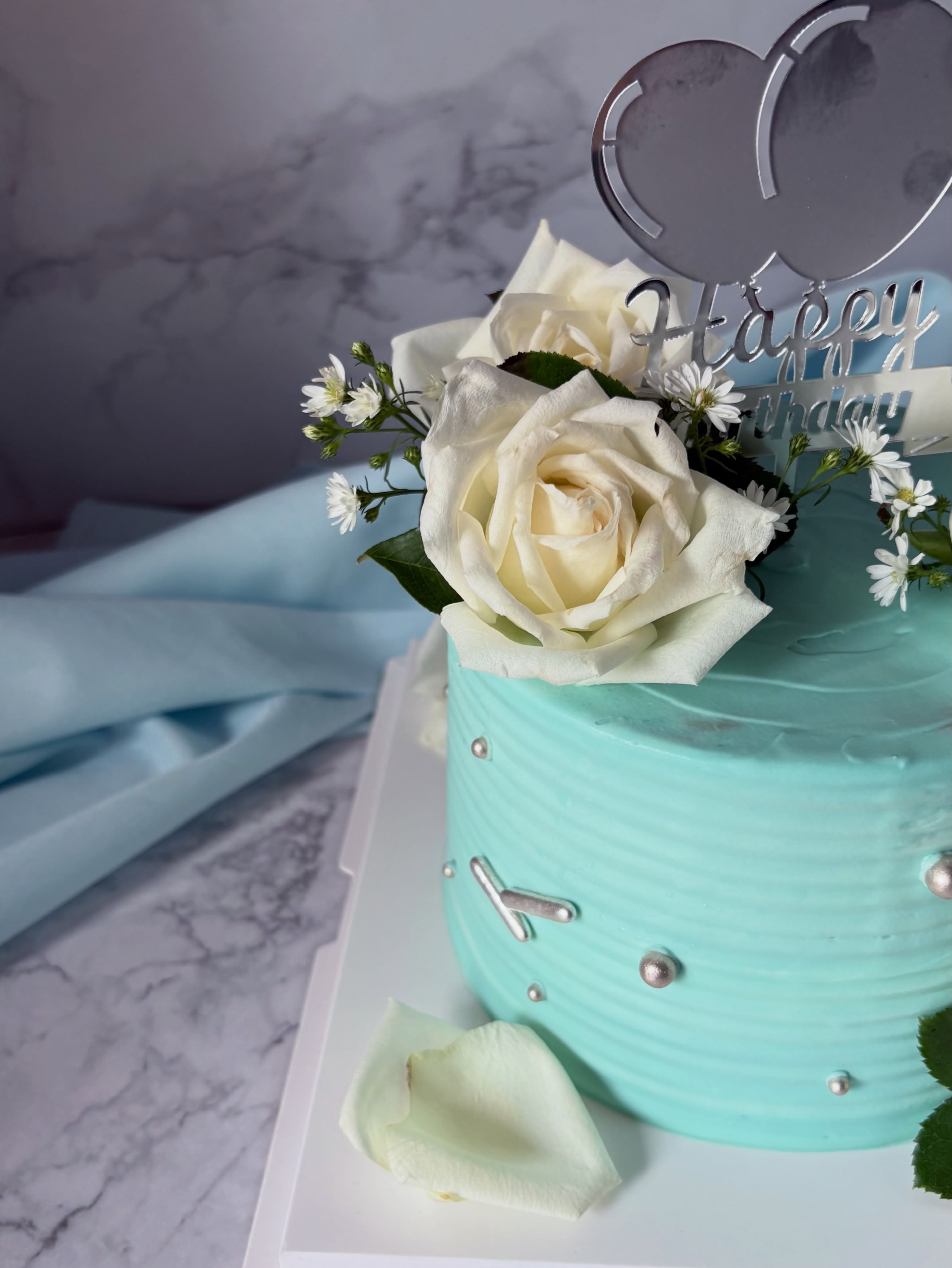 Mint rose birthday cake