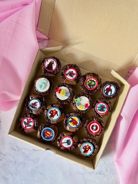 Superhero Mini Cup Brownies